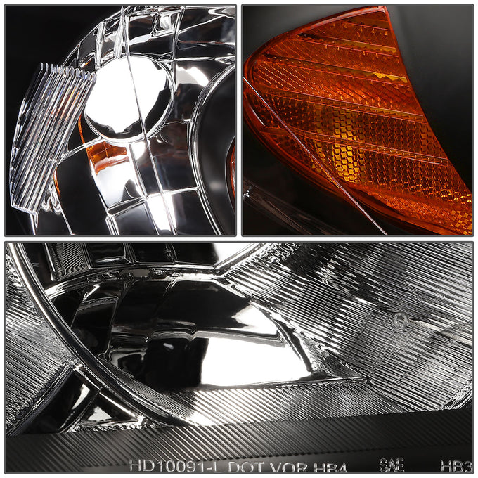 D-Motoring - Headlights - Black Housing - Amber Corner - Plug-n-Play - Pair - 04-05 Honda Civic 2/4 Door Models - 3