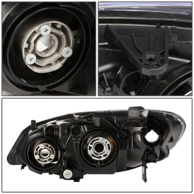 D-Motoring - Headlights - Black Housing - Amber Corner - Plug-n-Play - Pair - 04-05 Honda Civic 2/4 Door Models - 4