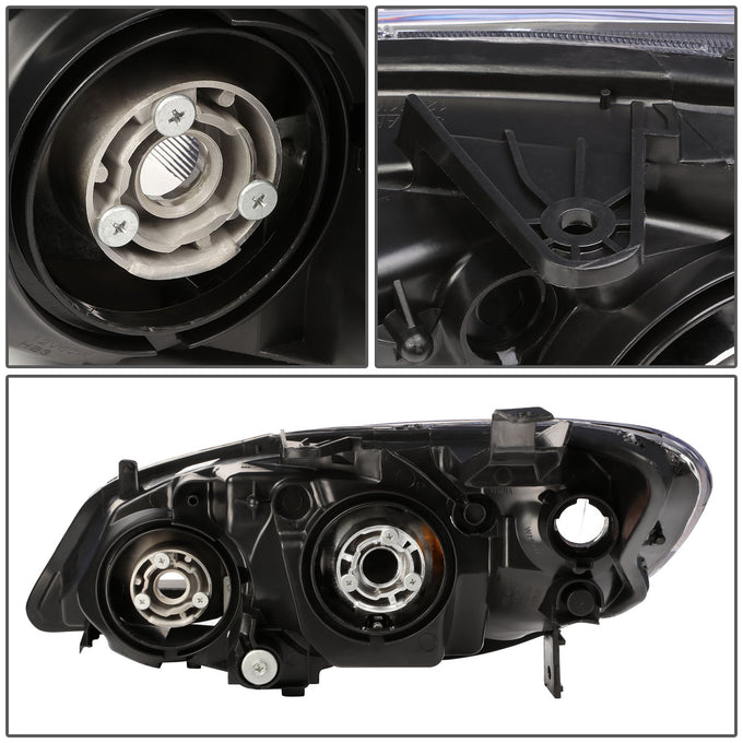 D-Motoring - Headlights - Black Housing - Amber Corner - Plug-n-Play - Pair - 04-05 Honda Civic 2/4 Door Models - 4