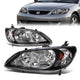 04-05 Honda Civic Headlights - Black Housing - Amber Corner - Plug-n-Play - Pair