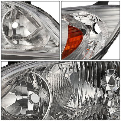 D-Motoring - Headlights - Chrome Housing - Amber Corner - Plug-n-Play - Pair - 04-05 Honda Civic 2/4 Door Models - 4