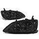 D-Motoring - 04-05 Honda Civic 2/4 Door Models  Headlights - Smoked Housing - Amber Reflector - Plug-n-Play - Pair - 2