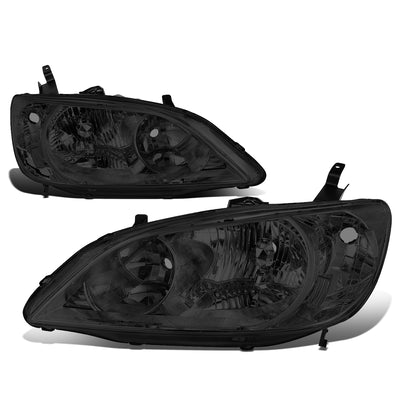 D-Motoring - 04-05 Honda Civic 2/4 Door Models  Headlights - Smoked Housing - Plug-n-Play - Pair - 1