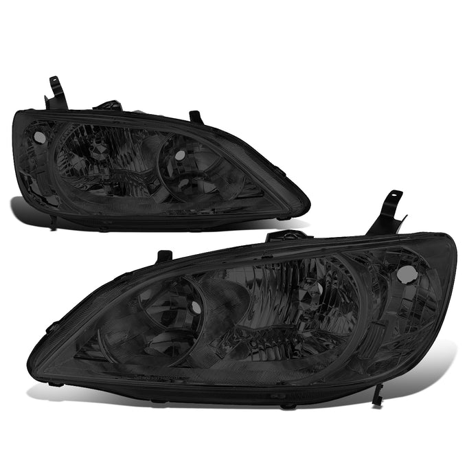 D-Motoring - 04-05 Honda Civic 2/4 Door Models  Headlights - Smoked Housing - Plug-n-Play - Pair - 1