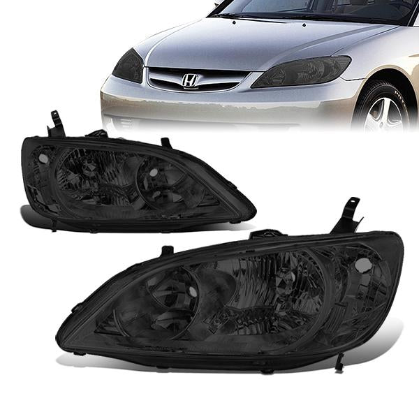 04-05 Honda Civic Headlights - Smoked Housing - Plug-n-Play - Pair