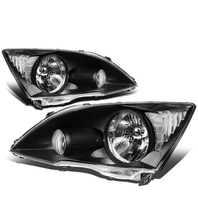 D-Motoring - Headlights - Black Housing - Clear Lens - Clear Corner - Plug-n-Play - Pair - 07-11 Honda CRV - 1