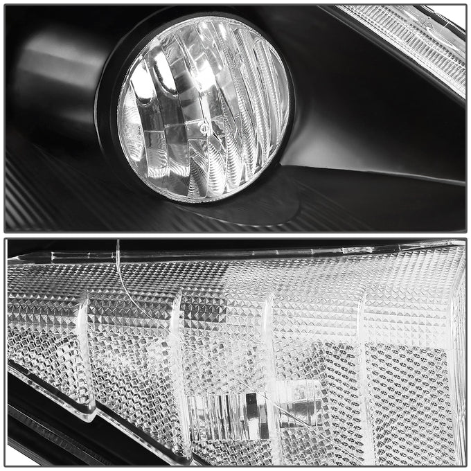 D-Motoring - Headlights - Black Housing - Clear Lens - Clear Corner - Plug-n-Play - Pair - 07-11 Honda CRV - 4