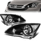 07-11 Honda CRV Headlights - Black Housing - Clear Lens - Clear Corner - Plug-n-Play - Pair