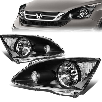 07-11 Honda CRV Headlights - Black Housing - Clear Lens - Clear Corner - Plug-n-Play - Pair