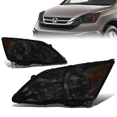 07-11 Honda CRV Headlights - Smoked Housing - Smoked Lens - Amber Corner - Plug-n-Play - Pair