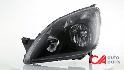 D-Motoring - Headlights - Black Housing - Smoked Lens - Clear Corner - Plug-n-Play - Pair - 05-06 Honda CRV - 2