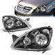 05-06 Honda CRV Headlights - Black Housing - Smoked Lens - Clear Corner - Plug-n-Play - Pair