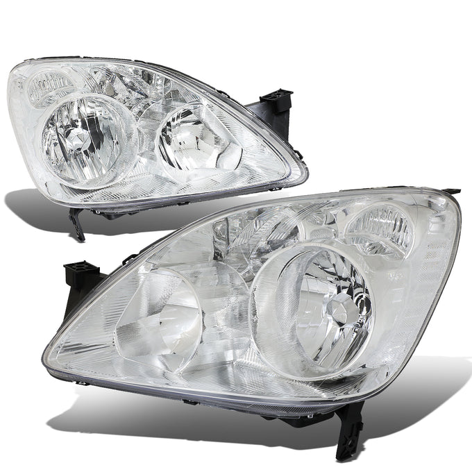 D-Motoring - Headlights - Chrome Housing - Clear Corner - Plug-n-Play - Pair - 05-06 Honda CRV - 1