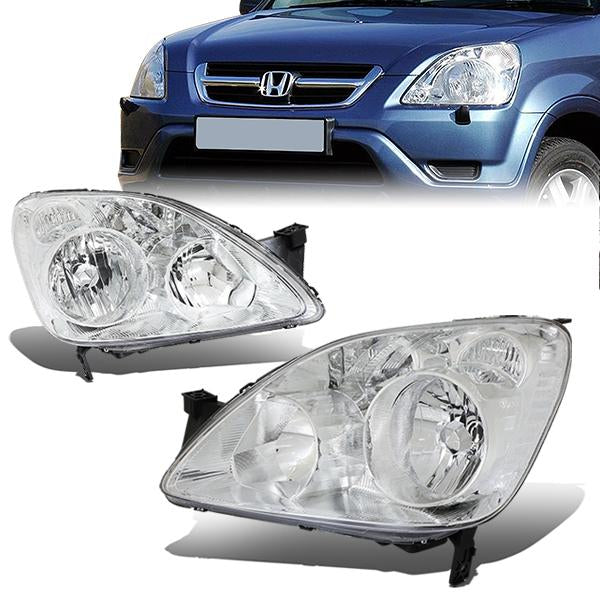 05-06 Honda CRV Headlights - Chrome Housing - Clear Corner - Plug-n-Play - Pair