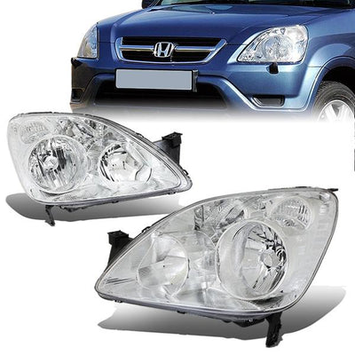 05-06 Honda CRV Headlights - Chrome Housing - Clear Corner - Plug-n-Play - Pair