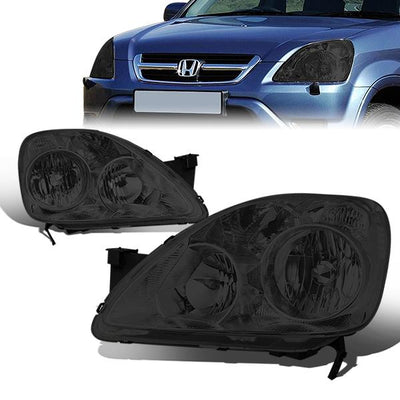 05-06 Honda CRV Headlights - Smoked Housing - Smoked Lens - Clear Corner - Plug-n-Play - Pair