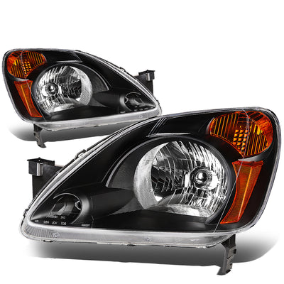 D-Motoring - Headlights - Black Housing - Amber Corner - Plug-n-Play - Pair - 02-04 Honda CR-V - 1