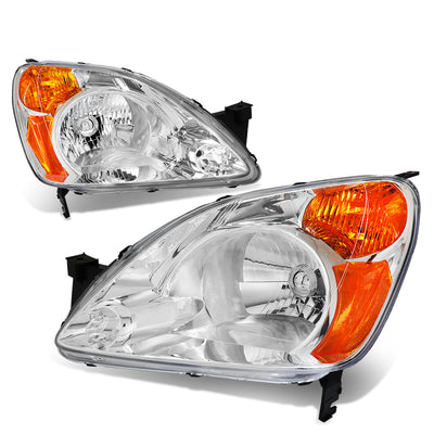 D-Motoring - Headlights - Chrome Housing - Amber Corner - Plug-n-Play - Pair - 02-04 Honda CR-V - 1