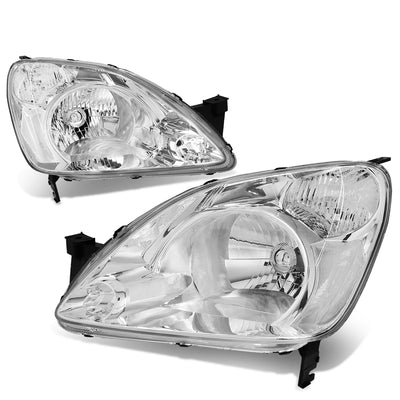 D-Motoring - Headlights - Chrome Housing - Clear Lens - Clear Corner - Plug-n-Play - Pair - 02-04 Honda CR-V - 1