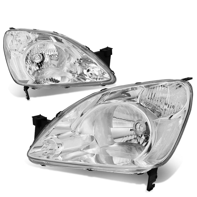 D-Motoring - Headlights - Chrome Housing - Clear Lens - Clear Corner - Plug-n-Play - Pair - 02-04 Honda CR-V - 1