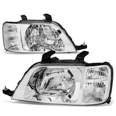 D-Motoring - Headlights - Chrome Housing - Clear Corner - Plug-n-Play - Pair - 97-01 Honda CRV - 1