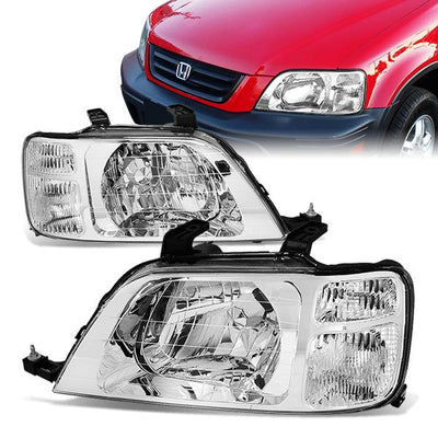 97-01 Honda CRV Headlights - Chrome Housing - Clear Corner - Plug-n-Play - Pair