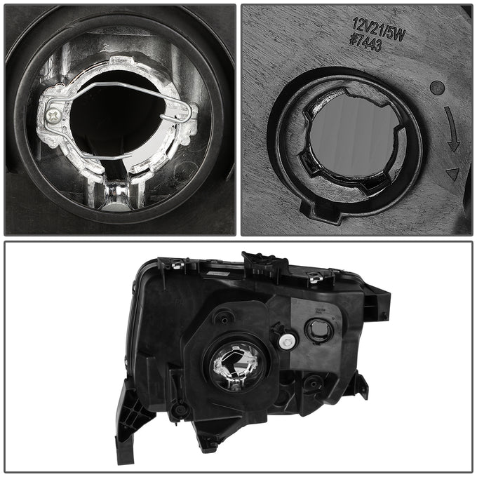 D-Motoring - Headlights - Black Housing - Clear Corner - Plug-n-Play - Pair - 03-08 Honda Element - 5