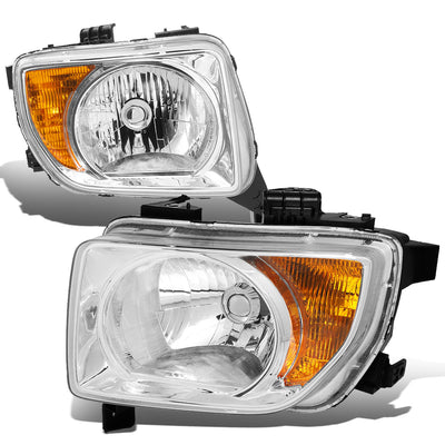 D-Motoring - Headlights - Chrome Housing - Amber Corner - Plug-n-Play - Pair - 03-08 Honda Element - 1