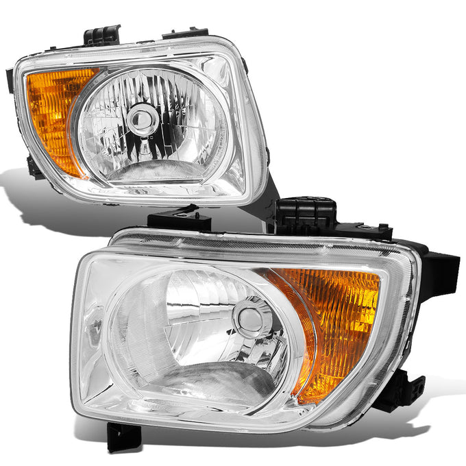 D-Motoring - Headlights - Chrome Housing - Amber Corner - Plug-n-Play - Pair - 03-08 Honda Element - 1