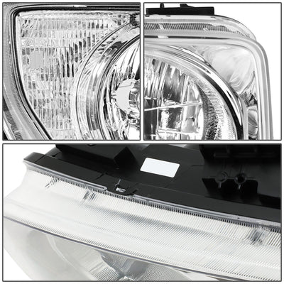 D-Motoring - Headlights - Chrome Housing - Clear Lens - Clear Corner - Plug-n-Play - Pair - 03-08 Honda Element - 4