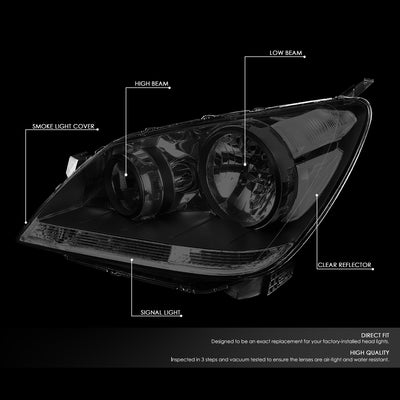D-Motoring - Headlights - Smoked Lens - Clear Corner - Plug-n-Play - Pair - 08-10 Honda Odyssey - 2