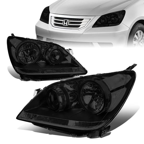 08-10 Honda Odyssey Headlights - Smoked Lens - Clear Corner - Plug-n-Play - Pair