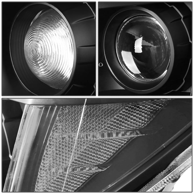 D-Motoring - Headlights - Black Housing - Clear Corner - Projector - Plug-n-Play - Pair - 06-08 Honda Pilot - 4