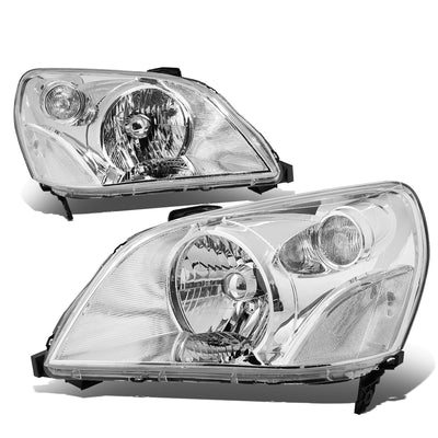 D-Motoring - Headlights - Chrome Housing - Clear Corner - Plug-n-Play - Pair - 03-05 Honda Pilot - 1