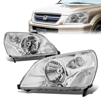 03-05 Honda Pilot Headlights - Chrome Housing - Clear Corner - Plug-n-Play - Pair