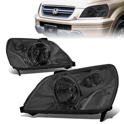 03-05 Honda Pilot Headlights - Smoked Housing - Smoked Lens - Clear Corner - Plug-n-Play - Pair