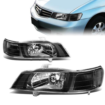 99-04 Honda Odyssey Headlights - Black Housing - Clear Corner - Plug-n-Play - Pair