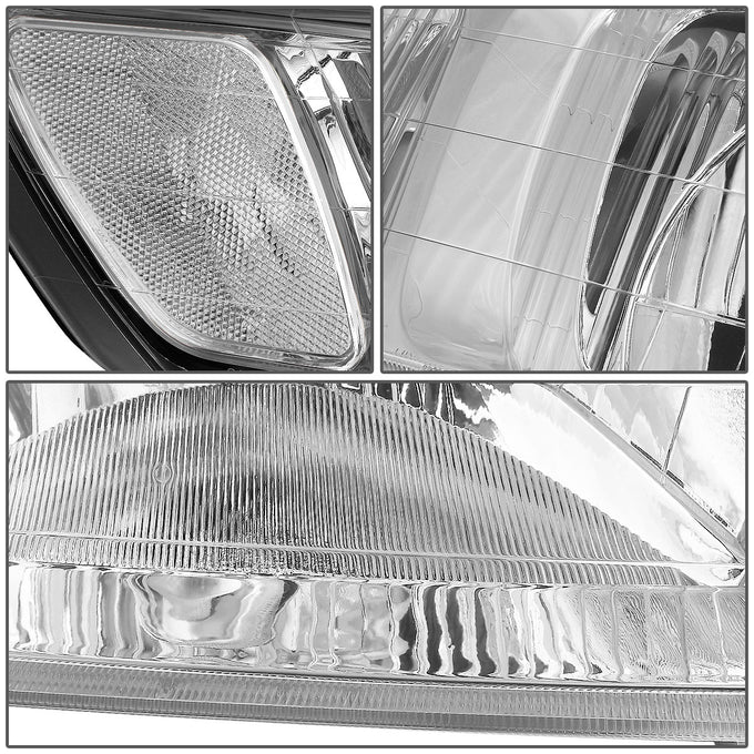 D-Motoring - Headlights - Chrome Housing - Clear Corner - Plug-n-Play - Pair - 99-04 Honda Odyssey - 3