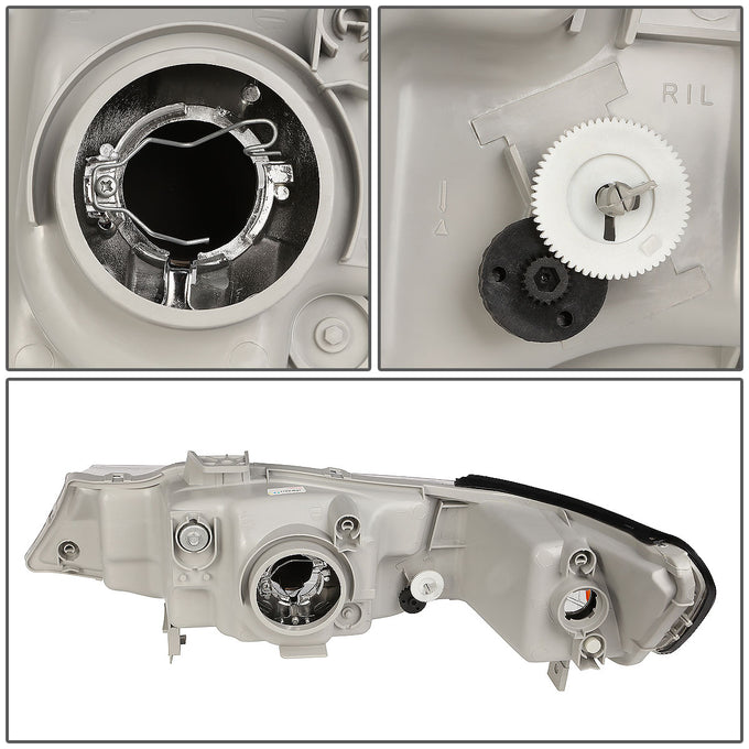 D-Motoring - Headlights - Chrome Housing - Clear Corner - Plug-n-Play - Pair - 99-04 Honda Odyssey - 4