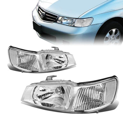 99-04 Honda Odyssey Headlights - Chrome Housing - Clear Corner - Plug-n-Play - Pair