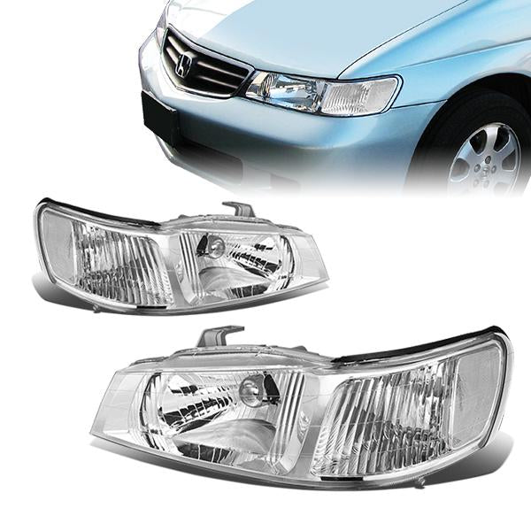 99-04 Honda Odyssey Headlights - Chrome Housing - Clear Corner - Plug-n-Play - Pair