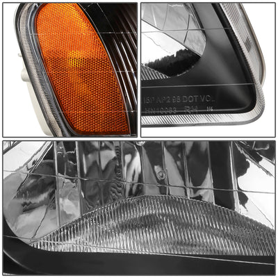 D-Motoring - Headlights - Black Housing - Amber Corner - Plug-n-Play - Pair - 00-02 Hyundai Accent - 4