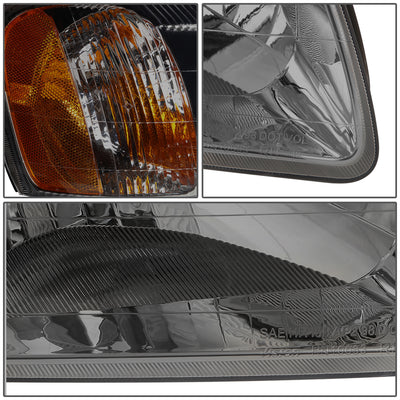 D-Motoring - Headlights - Smoked Lens - Amber Corner - Plug-n-Play - Pair - 00-02 Hyundai Accent - 4