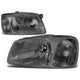 D-Motoring - Headlights - Smoked Lens - Clear Corner - Plug-n-Play - Pair - 00-02 Hyundai Accent - 1