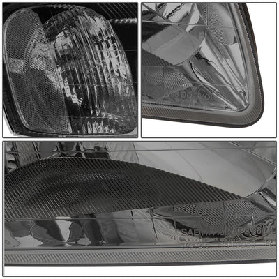 D-Motoring - Headlights - Smoked Lens - Clear Corner - Plug-n-Play - Pair - 00-02 Hyundai Accent - 4