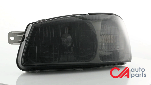 D-Motoring - Headlights - Smoked Lens - Clear Corner - Plug-n-Play - Pair - 00-02 Hyundai Accent - 2