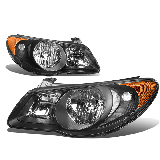 D-Motoring - Headlights - Black Housing - Clear Lens - Amber Corner - Plug-n-Play - Pair - 07-09 Hyundai Elantra - 1
