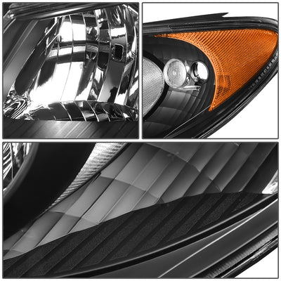D-Motoring - Headlights - Black Housing - Clear Lens - Amber Corner - Plug-n-Play - Pair - 07-09 Hyundai Elantra - 4