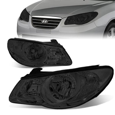 07-09 Hyundai Elantra Headlights - Smoked Lens - Clear Corner - Plug-n-Play - Pair