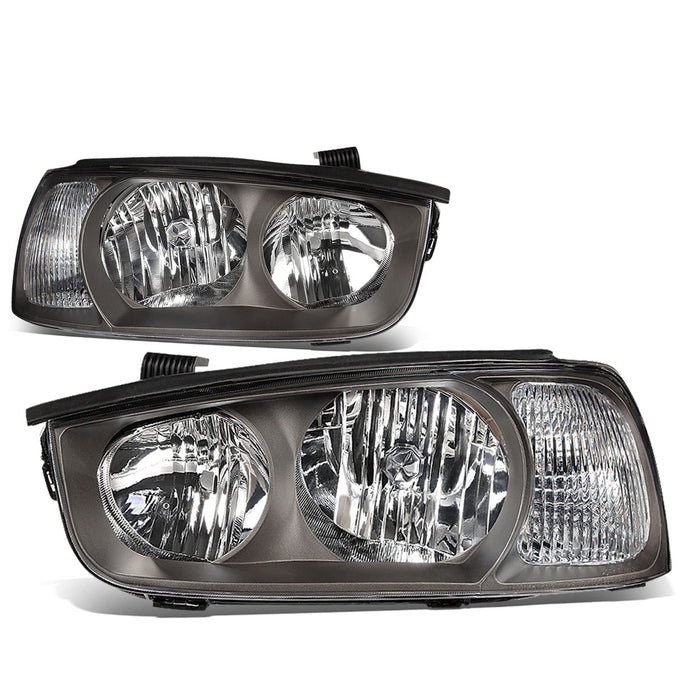 D-Motoring - Headlights - Black Housing - Clear Lens - Clear Corner - Plug-n-Play - Pair - 01-03 Hyundai Elantra - 1